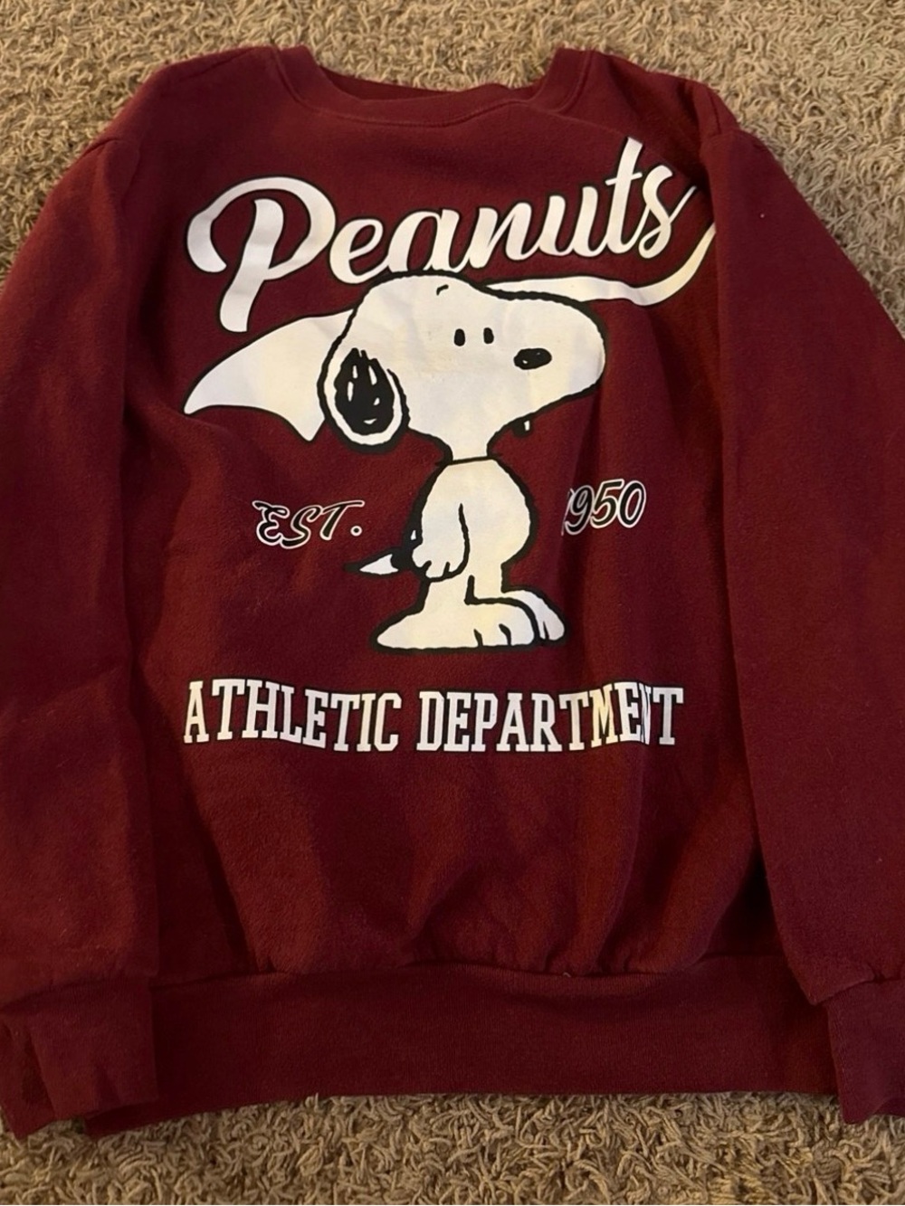 Peanuts Maroon Snoopy Athletic Pullover